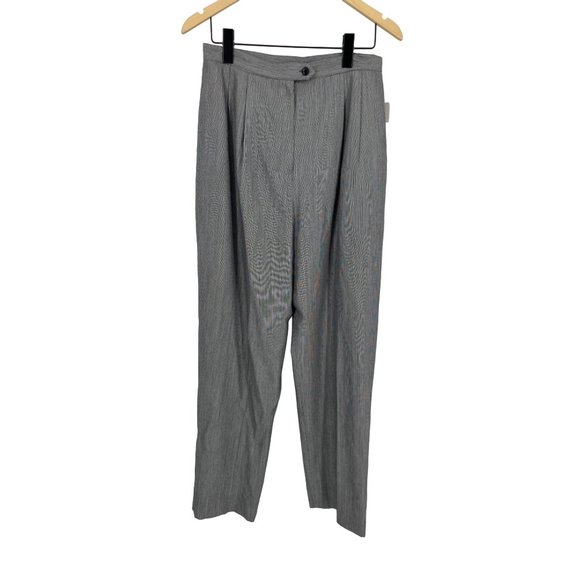 Le Suit pant suit 14 black white button front lined shoulders pads straight leg - Picture 5 of 14